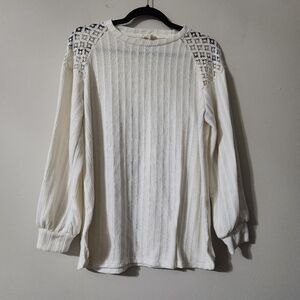 Como Blu Cream Womens Longsleeve Top Size Large Lace Detail